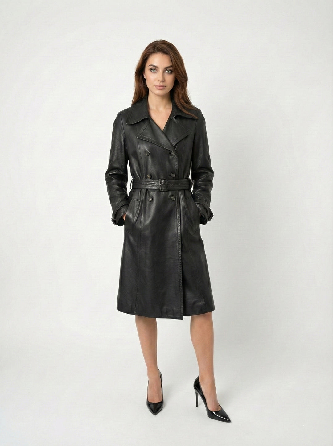 Trench cuir femme cuir marron naturel Trench cuir femme cuir marron naturel